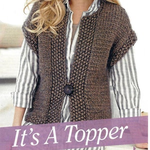 Ladies Easy Super Chunky Waistcoat  14 Ply 32" - 42" Knitting Pattern PDF Instant download