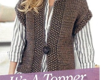 Ladies Easy Super Chunky Waistcoat  14 Ply 32" - 42" Knitting Pattern PDF Instant download