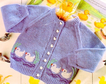 Sweater Baby Children Knitting Pattern Duck Motif Picture Sweater 20" - 26" 1 - 7 Years 8 Ply DK PDF Instant download