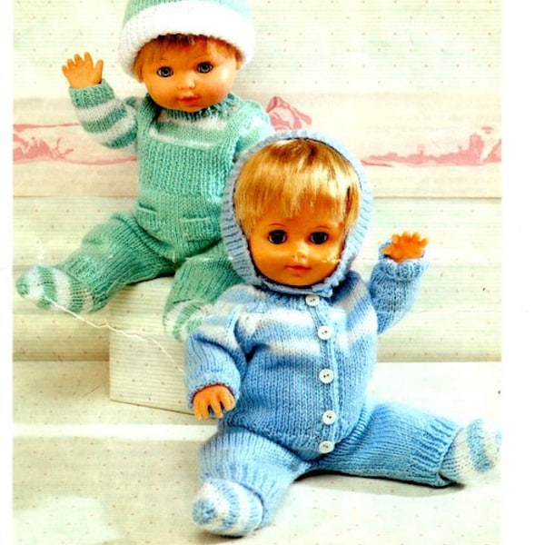 Doll Baby Premature or Reborn 12" - 22" Pram Sets  ~  DK 8 Ply Light Worsted Wool Knitting Pattern PDF Instant download