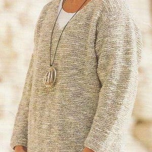 Easy Beginner Garter Stitch Womens Tunic Sweater Side Vents 32" -42" ~ DK 8 Ply Light Worsted Knitting Pattern PDF Instant download
