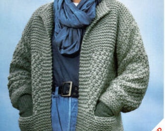 Ladies Womans Super Chunky Edge to Edge Textured Coat Knitting Pattern 32" -44" –  Coat, Jacket ~   Knitting Pattern PDF Instant download