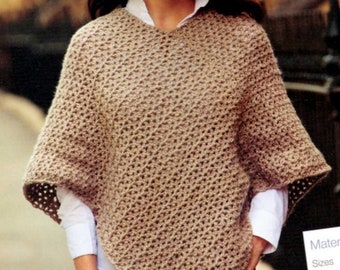 Crochet Poncho ~ Quick Easy Simple to Make Small & Medium  Bulky 12 Ply Crochet Pattern/Instant PDF Download