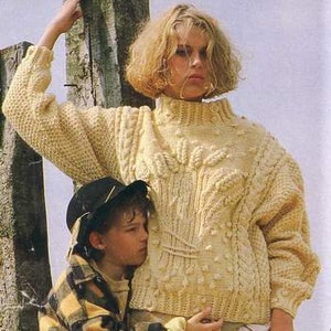 Rare Aran Harvest Wheatsheaf  Sweater Pattern Sunday Times 34&quot; - 44&quot;~ PDF Instant download  Aran Knitting Pattern