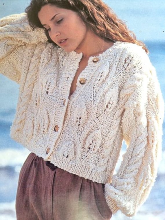 Cropped cable cardigan hot sale