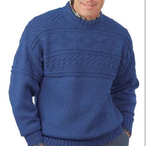 Guernsey Textured Man's Sweater with Drop shoulders ~ 36" - 42" DK Knitting 8 Ply  Pattern PDF Instant Download