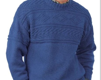 Guernsey Textured Man's Sweater with Drop shoulders ~ 36" - 42" DK Knitting 8 Ply  Pattern PDF Instant Download