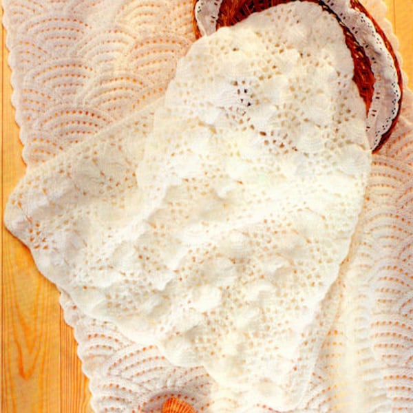 Scallops & Sea Shell Pattern Baby Blankets ~ DK Knitting Pattern PDF Instant download