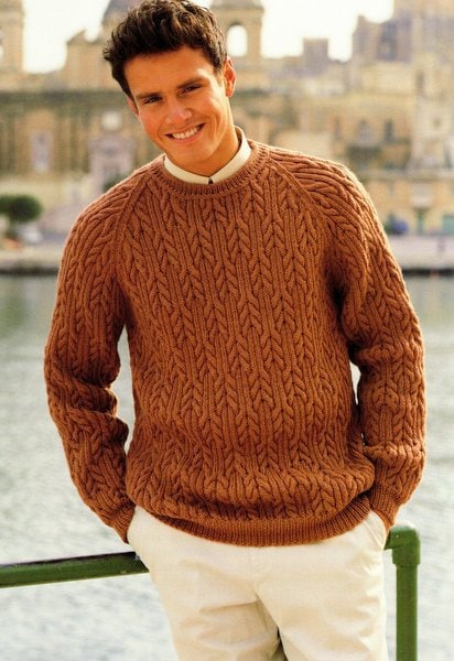 Buy Cable Sweater Raglan Sleeves Man's Sweater ~ 38