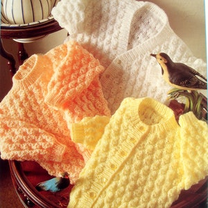 Pretty Textured Baby Cardigans & Sweater DK 16&quot; - 22&quot; ~ Knitting Pattern Vintage Digital Download
