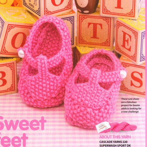 Baby Girl Knitted Moss Stitch Booties Shoes Mary Janes with T Strap- 3 -6 mths ~DK 8 Ply Light Worsted Knitting Pattern PDF Instant download