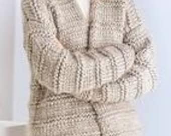 Woman's Cosy Long Textured Coat Jacket Drop Sleeve  32" 54"  ~ Super Bulky Easy Knitting Pattern PDF Instant download