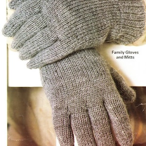 Plain Mittens Gloves Fingerless Gloves~ 2 Needle Vintage Pattern ~ 7 Years - Adult ~ DK 8 Ply Light Worsted Knitting Pattern PDF download