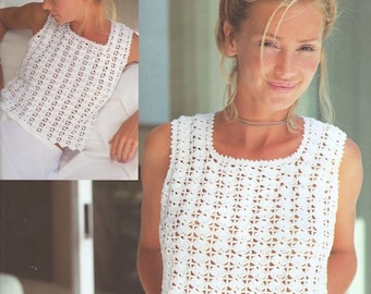 Womens Crochet Short & Cropped Summer Top 30 - 44"  ~ 4 Ply Fingering Crochet Pattern pdf Instant Download.
