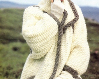 Ladies Womans Chunky Super Bulky Coat Knitting Pattern 30" -40" – Vintage, Retro, Coat, Jacket ~   Knitting Pattern PDF Instant download