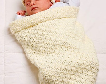 Easy Baby Cocoon Bunting Sleeping Bag & Hat 0-3 mths ~Aran 10 Ply Worsted Crochet Pattern PDF Instant Download