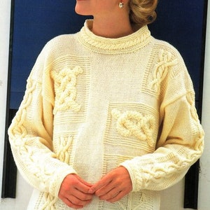 Nautical Fishermans Knots  Patchwork Tunic Sweater Knitting Pattern 30" - 44" ~ DK 8 Ply Light Worsted Knitting Pattern PDF Instant download