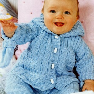 Baby/Childs Boy Girl Jacket with Hood Trousers & Mitts 14" - 20" DK 8 Ply Light Worsted Knitting Pattern PDF Instant download