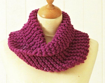 Easy Beginner Garter Stitch Accessories Scarf Bag Snood  ~ Super Chunky 14 Ply Knitting Pattern PDF download
