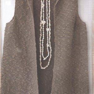 Easy Garter Stitch Round Neck Sleeveless Vest Waistcoat Gilet Womens 30 - 46" ~ Cotton DK 8 ply Light Worsted Knitting Pattern PDF  download