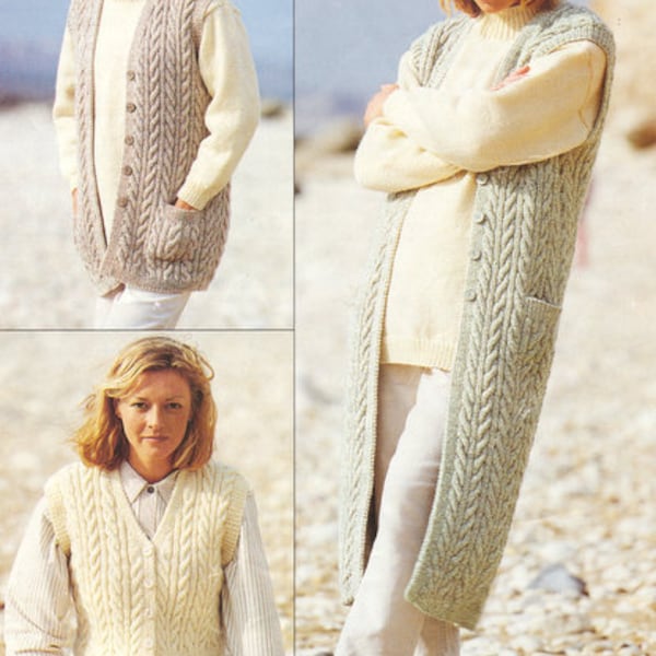 Aran Gilet Knitting Pattern Etsy