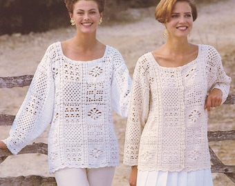 Ladies Womens Crochet Pattern - Sweater & Jacket One Size Cotton   4 Ply Yarn Vintage Crochet Pattern/Instant PDF Download