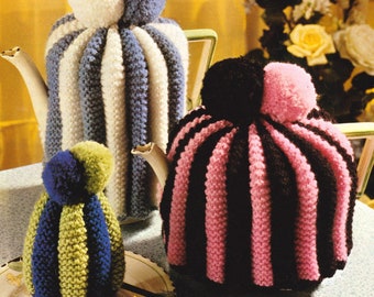 Vintage Striped Tea Coffee & Egg Cosy ~ DK  Knitting Pattern PDF Instant download