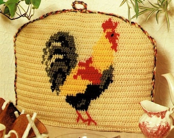 Vintage Crochet Rooster Tea Cosy  ~ DK 8 Ply Light Worsted Crochet Pattern PDF Instant download