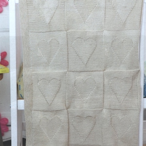 Heart Motif Baby Blanket & Sheep Toy ~   Baby Cashmerino Lightweight DK Knitting Pattern PDF Instant download