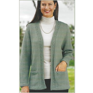 Easy V Neck Cardigan Jacket Edge to Edge Longline Optional Pockets Womens 32" - 50"  DK 8 Ply Light Worsted pdf Knitting Pattern download