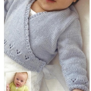 Baby Wrapover Cardigan Jacket Ballet Top Kimono Premature  ~ 0 - 6 months - 4 Ply Fingering PDF Instant download Knitting Pattern