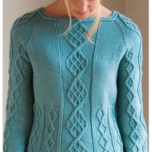 Aran Cable Sweater Womans Easy Pattern 28 47 - Etsy