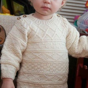 Baby Boys Girls Aran 10 Ply Textured Sweater Gansey Guernsey Style 12 - 28 months ~ Downloadable PDF Knitting Pattern
