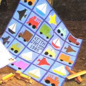 Personalised Boys Toys Afghan Blanket Throw to Crochet 43"x 45" 4 Ply Crochet Pattern PDF Instant Download