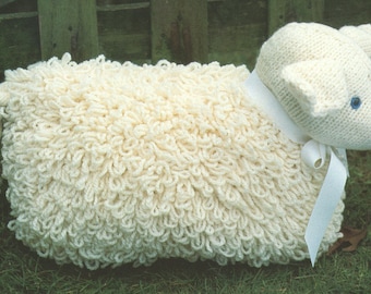 Loopy Lamb Sheep Toy Cushion 15" x 15" Chunky Wool ~ Chunky 12 Ply Wool Knitting Pattern PDF Instant download