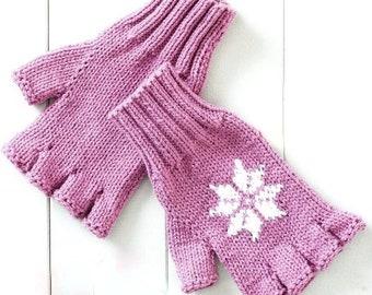 Snowflake Fingerless Gloves Fair Isle & Variations (See Pics) 4yrs- Adult ~ DK 8 Ply Light Worsted Knitting Pattern PDF Instant download