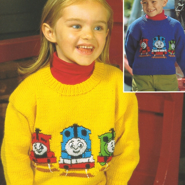 Thomas Tank Engine & Friends Baby Children Sweater 20"- 28"  DK 8 Ply Light Worsted Knitting Pattern PDF Instant download