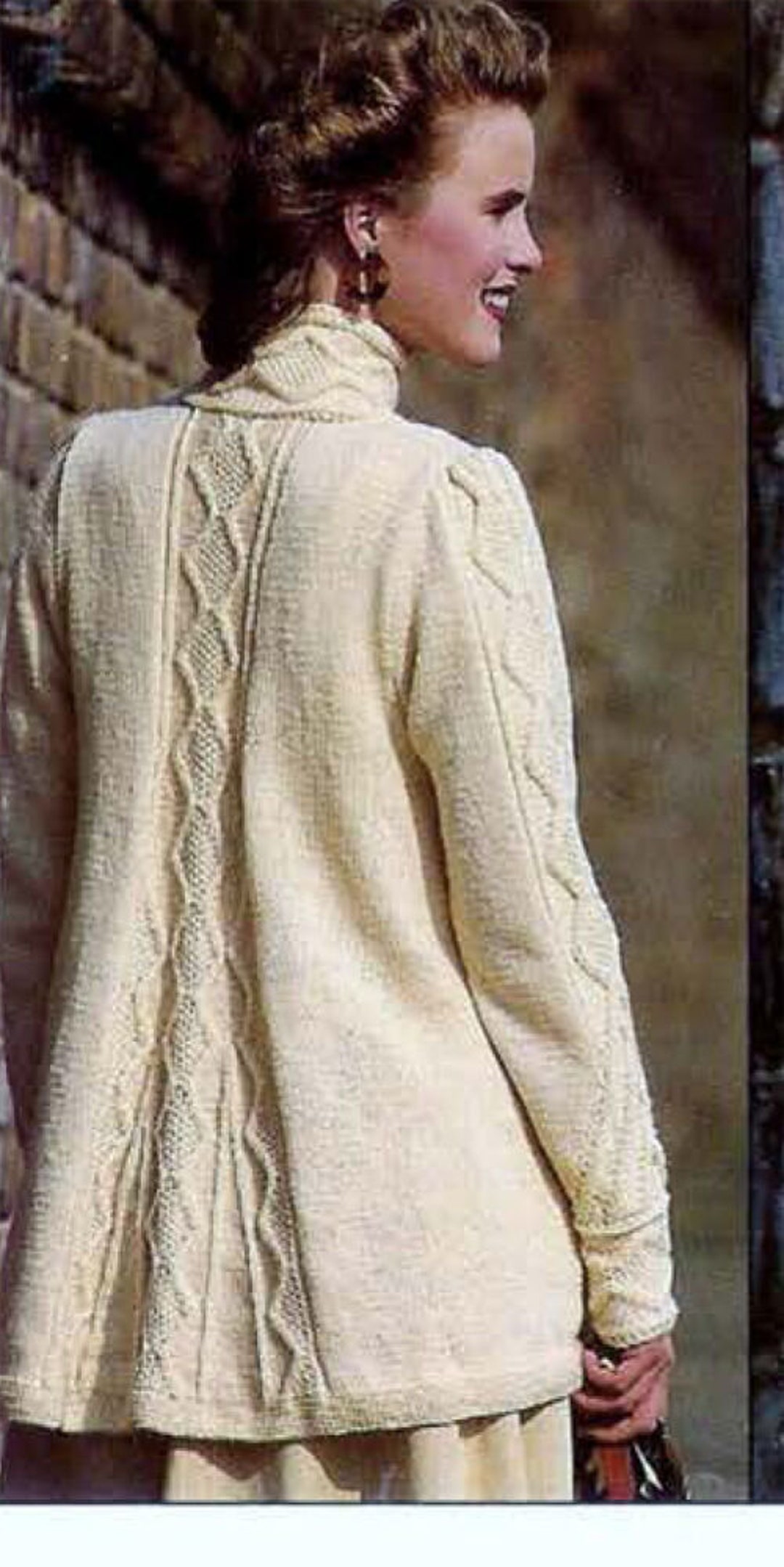 Ladies Womans Cable Swing Coat Jacket Knitting Pattern 32 42 DK 8 Ply