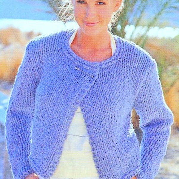 Womens Easy Knit Short Jacket  Super Chunky Super Bulky  Knitting Pattern 32" - 42"  ~   PDF Instant download