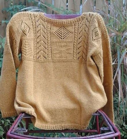 Woman's Traditional Gansey-style drop-shoulder Pullover Patterned Yoke 36" - 52"  Aran 10 ply Wool PDF Instant download Knitting Pattern