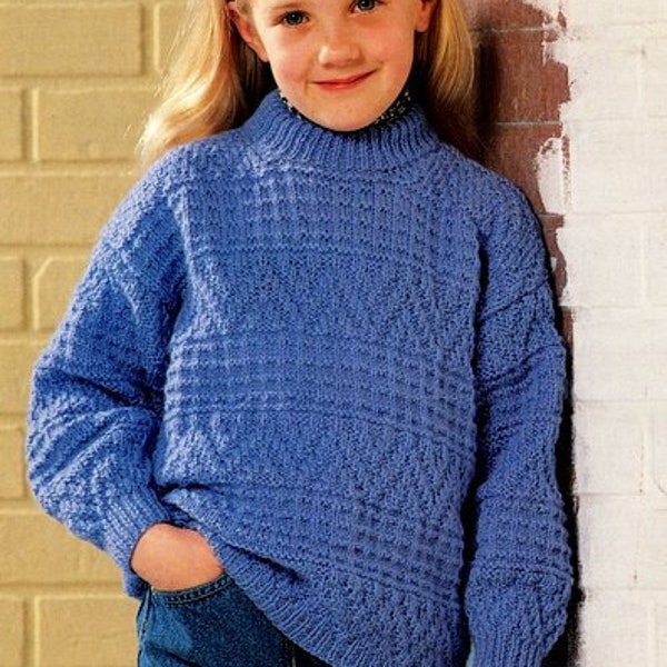 Child, Boy, Girl, Guernsey Style, Sweater, Round Neck, Patterned, Textured, Sampler,  20" - 30" ~ DK Knitting Pattern PDF Instant download