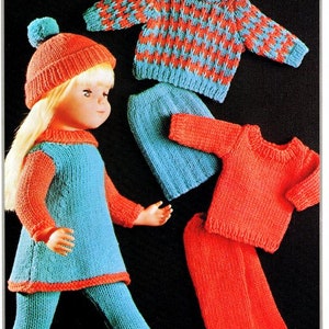 Dolls Clothes 16"18" 20"  Skirt Sweaters Tights Trews Dress Hat Easy  ~  DK 8 Ply Light Worsted Wool Knitting Pattern PDF Instant download