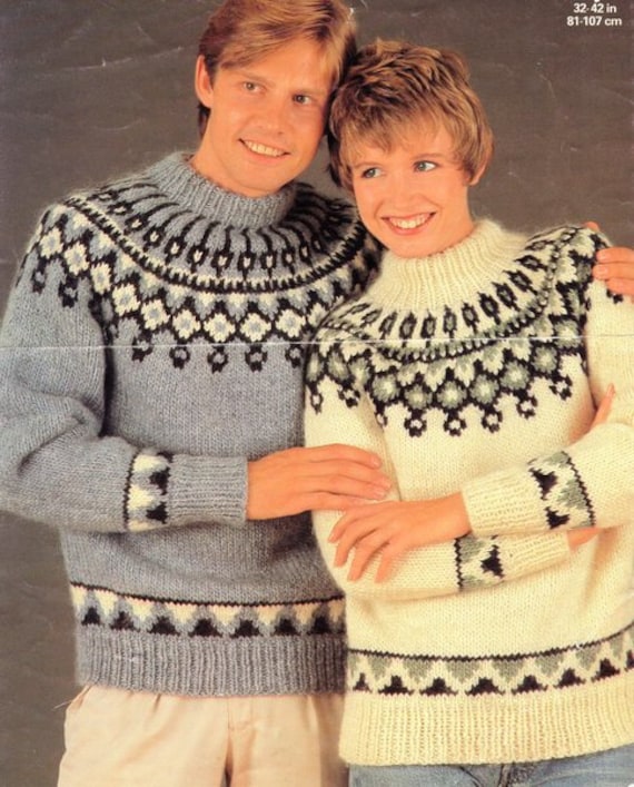 His 'n' Hers Fair Isle Nordic Scandanavian Sweaters ~ Vintage 70s His 'n' Hers Fair Isle Nordic Scandanavian Sweaters ~ Vintage 70s