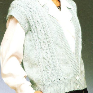 Cap Sleeve Cable Waistcoat Sleeveless Cardigan Vest Womens 28" - 38"~ DK 8 ply Light Worsted Knitting Pattern PDF download