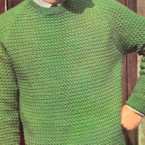 Vintage Men's Textured Sweater Jumper Pullover 34" - 44"  DK 8 Ply Light Worsted & 4 Ply Fingering  Knitting Pattern PDF Instant Download