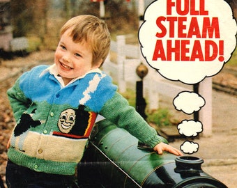 Boys Girls Thomas The Tank Engine Cardigan 22"- 26" Baby/Childrens DK Knitting Pattern PDF Instant download