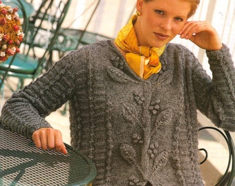 Womans Ladies Berries & Vines Sweater S to XXL Aran 10 Ply Knitting Pattern PDF Instant download