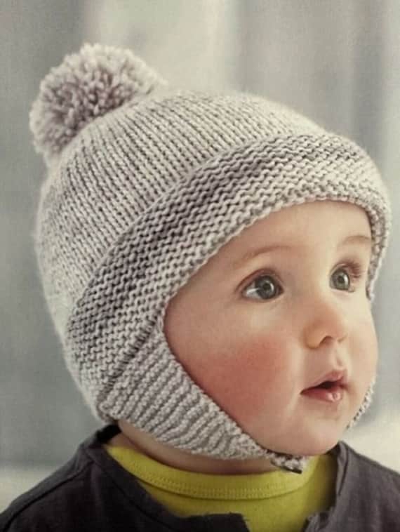 Easy Knit Hats ~ Garter Stitch ~ Helmet ~ Pull on Pointed ~ Hat Flower ~ 0 - 7yrs DK 8 Ply Light Worsted Knitting Pattern PDF download