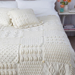 Patchwork Sampler Afghan Throw Blanket Bedspread Baby Blanket & Cushion  ~ Aran 10 Ply Worsted Instant PDF Download Knitting Pattern