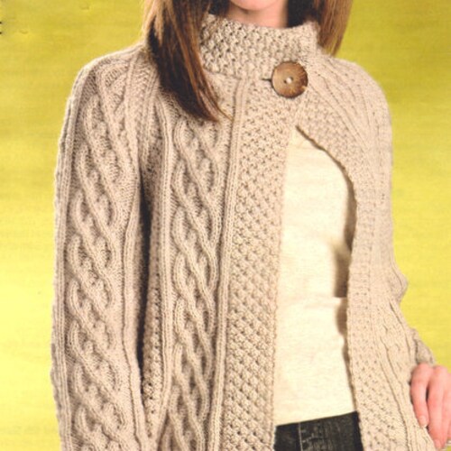 PDF Instant Digital Download Ladies Aran Ladies Cardigan - Etsy